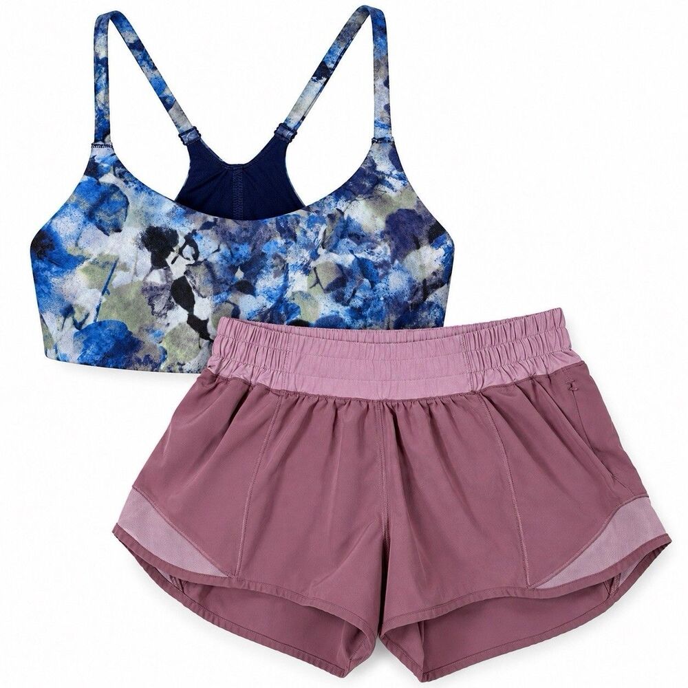 Lululemon Hotty Hot Shorts + Wunder Train Strappy Racer Bra Size 6 Bundle of 2